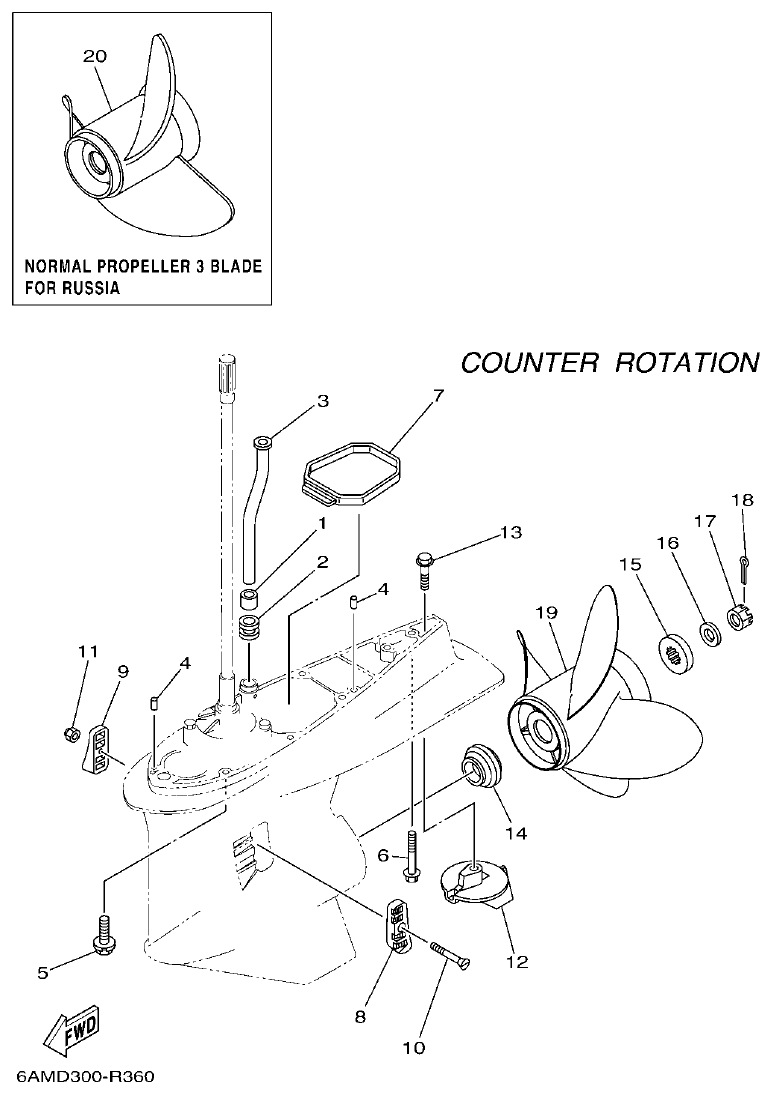 Yamaha F200CET, F225BET, FL200CET, FL225BET LOWER CASING & DRIVE 4 parts diagram